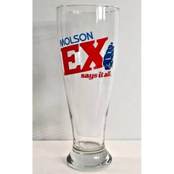 Molson Ex Vintage Rare Tall Beer Glass 19 oz / 0.5 L / 1 Pint - Picture 1 of 5